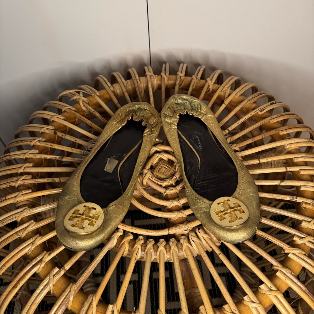 Tory Burch Gold Ballet Flats